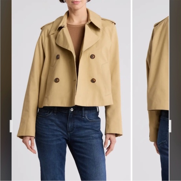 rag & bone Talia Crop Trench Jacket in Khaki Size L - Picture 3 of 11